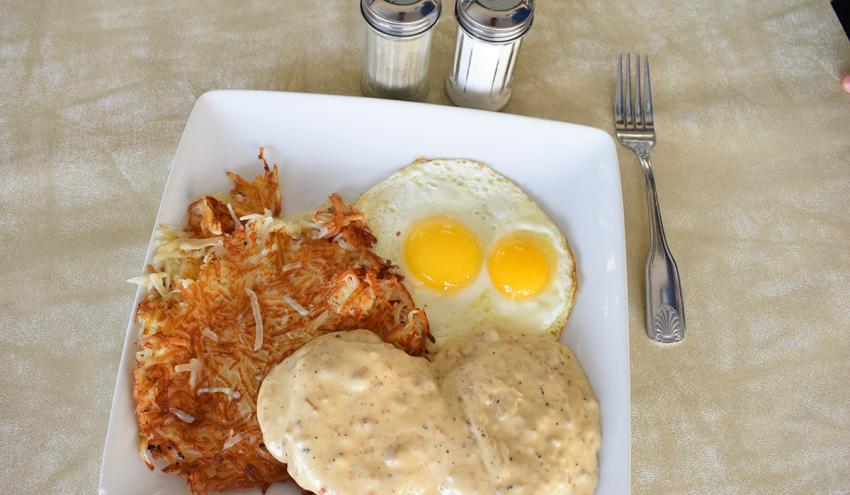 Combo #2 - 2 Eggs Any Style, Biscuits & Gravy With Home Fries